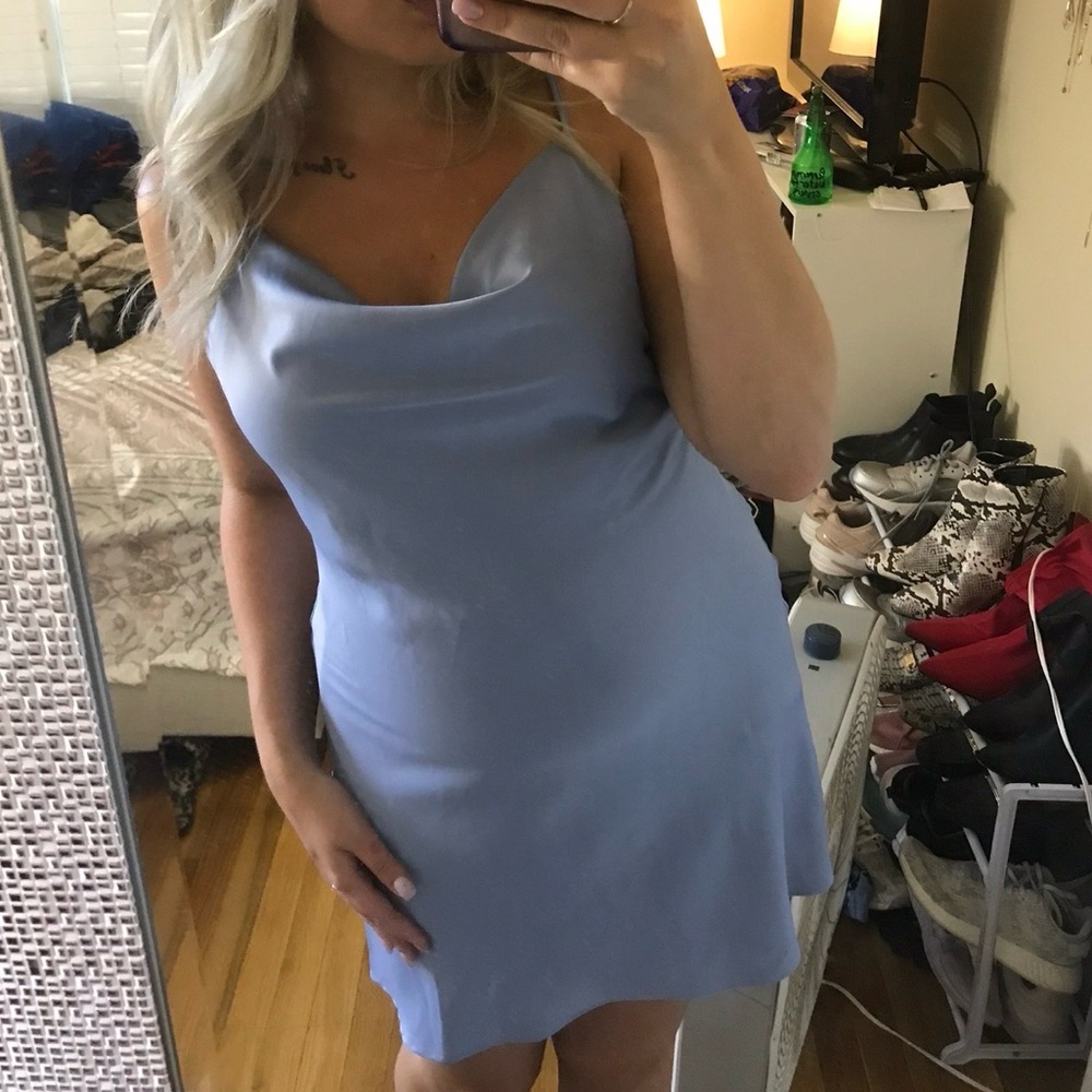 Urban Outfitters Pale Blue Satin Camisole Dress